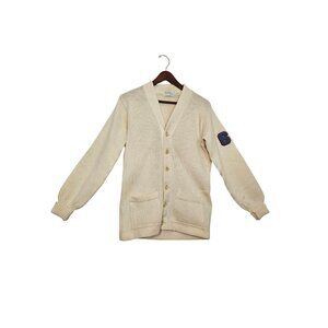VTG Burean Holloway Letterman Cardigan Sweater #67 Beige Size 40 School Sweater